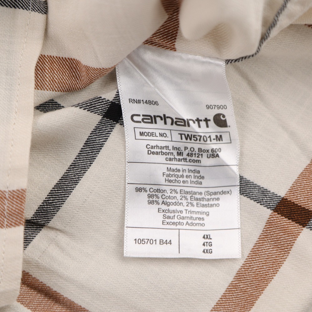 Carhartt Rugged Flex Relaxed Fit Plaid Short Sleeve Work Shirt Mens 4XL TW5701-M - Picture 4 of 6